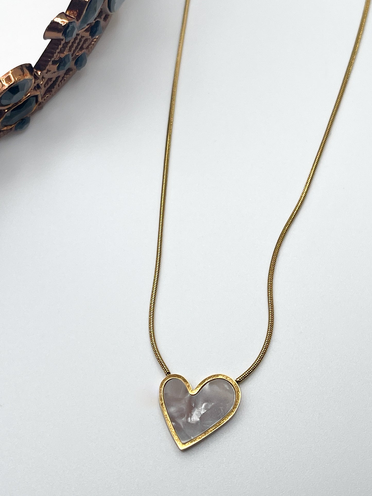 White Heart Necklace